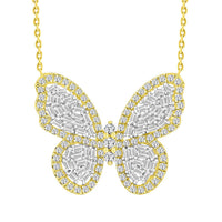 Thumbnail for LADIES NECKLACE 1 CT ROUND/BAGUETTE DIAMOND 10K YELLOW GOLD