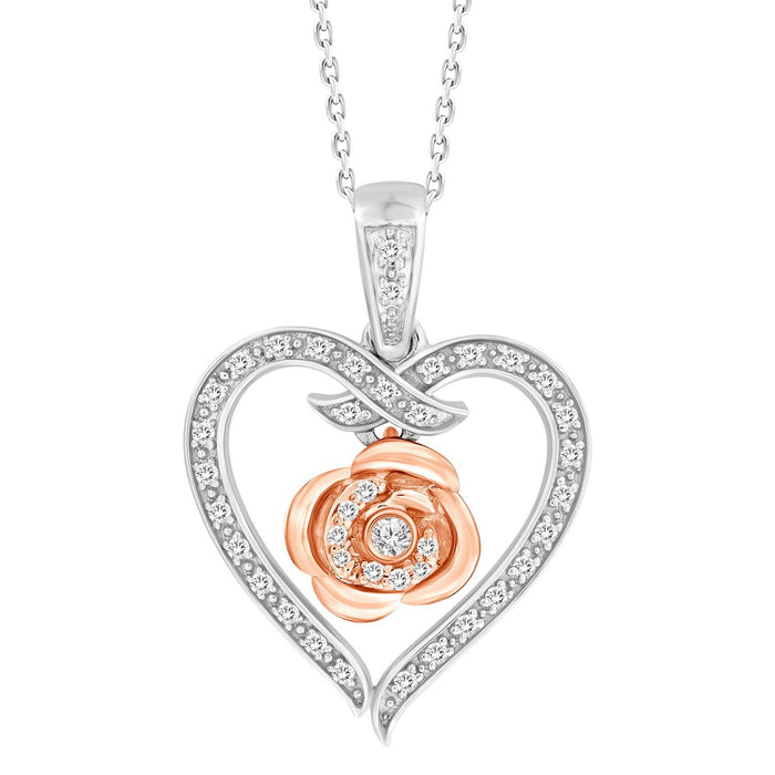 LADIES PENDANT 1/5 CT ROUND DIAMOND 10K WHITE/ROSE GOLD