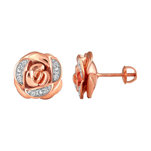 LADIES EARRING 1/5 CT ROUND DIAMOND 10K ROSE GOLD