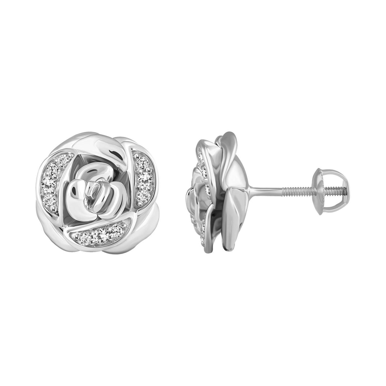 LADIES EARRING 1/5 CT ROUND DIAMOND 10K WHITE GOLD