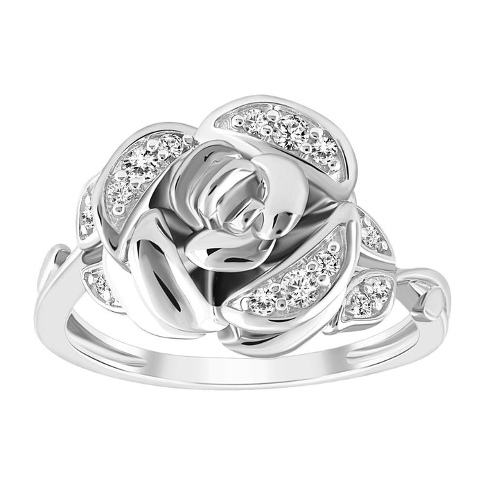 LADIES RING 1/6 CT ROUND DIAMOND 10K WHITE GOLD