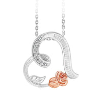 Thumbnail for LADIES NECKLACE 1/6 CT ROUND/BAGUETTE DIAMOND 10K WHITE/ROSE GOLD