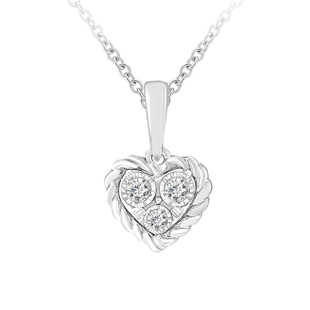 LADIES PENDANT 1/10 CT ROUND DIAMOND 10K WHITE GOLD