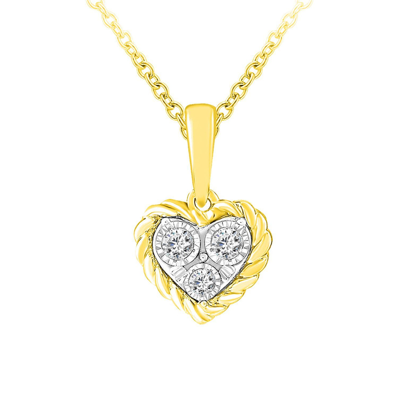 LADIES PENDANT 1/10 CT ROUND DIAMOND 10K YELLOW GOLD