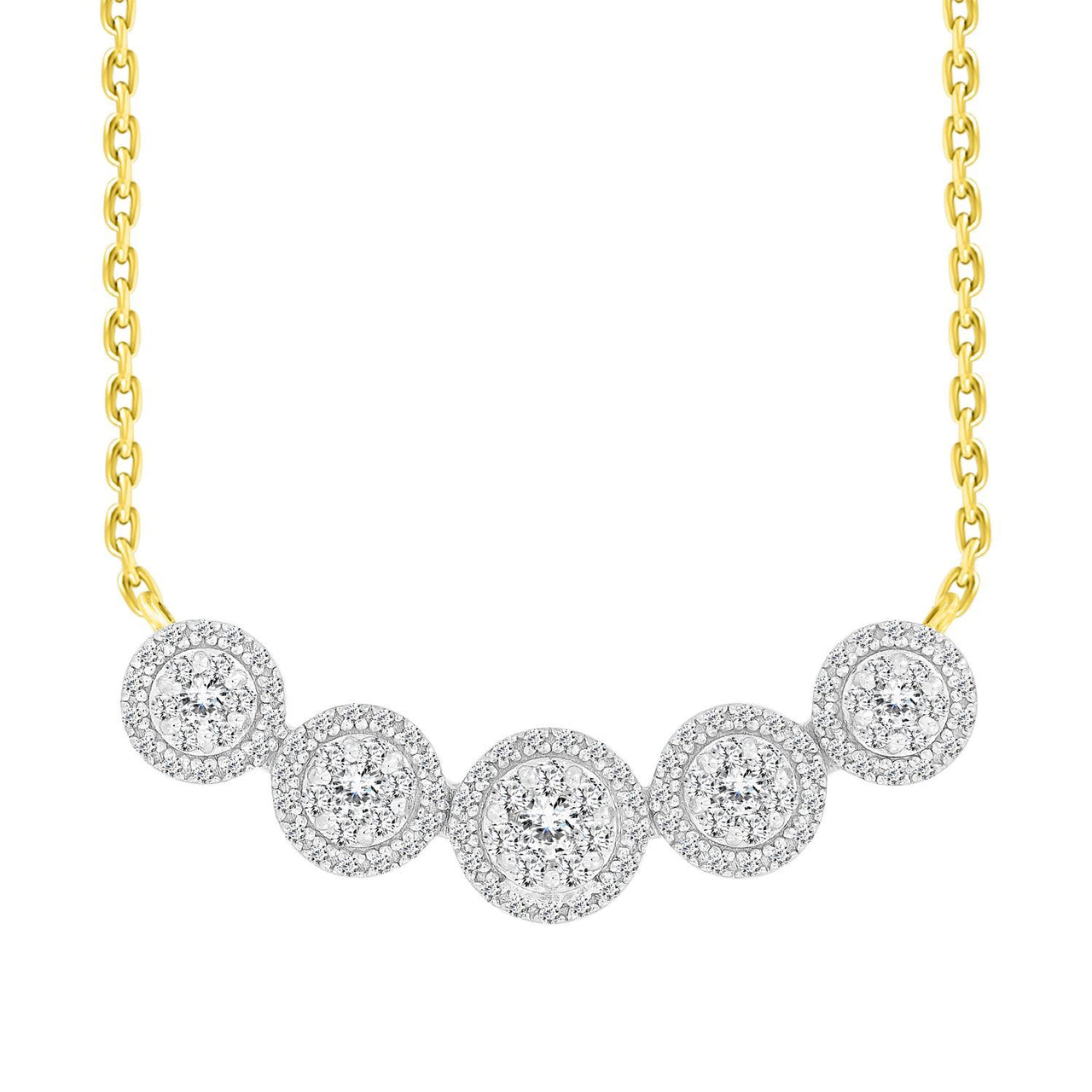 LADIES NECKLACE 1/2 CT ROUND DIAMOND 10K YELLOW GOLD