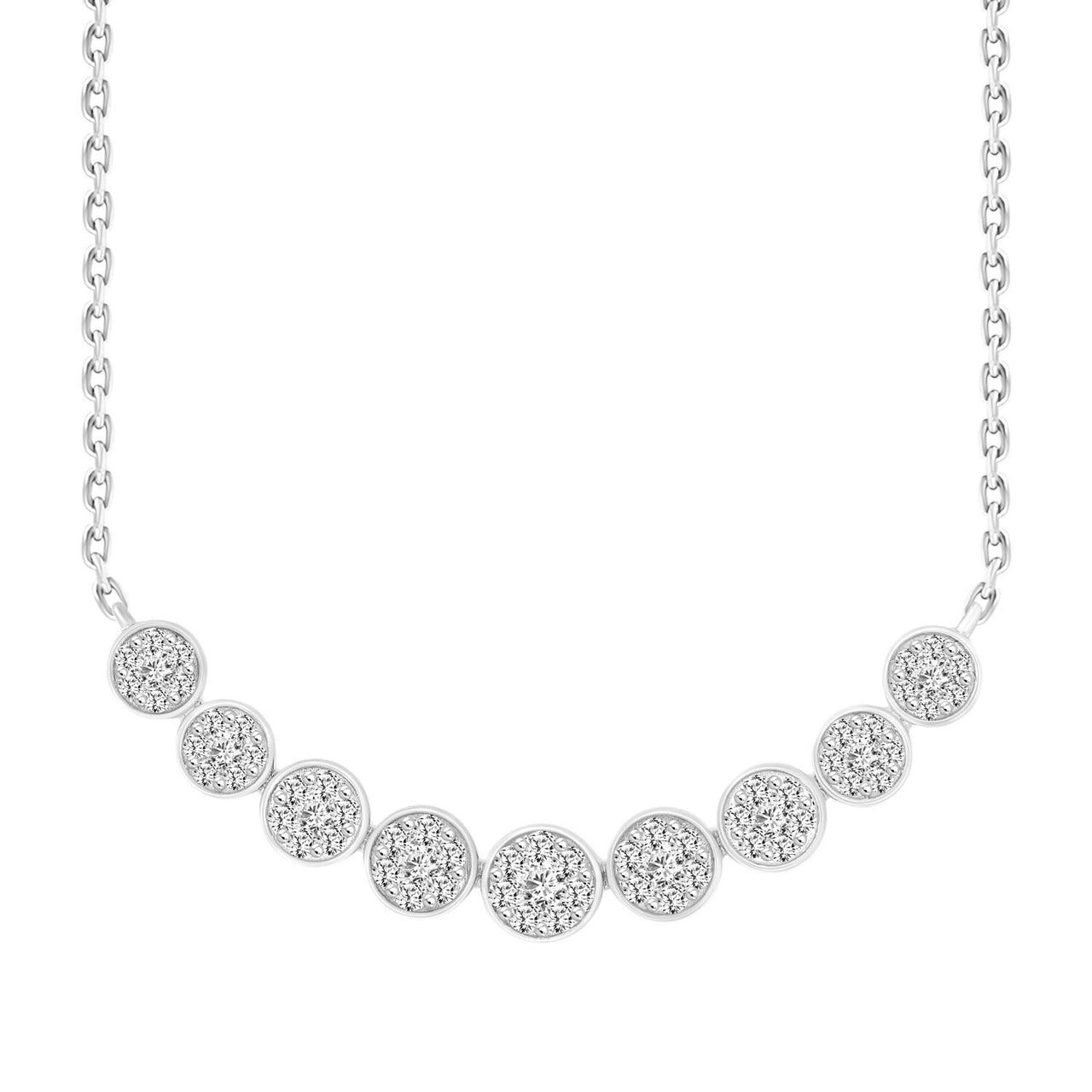 LADIES NECKLACE 1/2 CT ROUND DIAMOND 10K WHITE GOLD