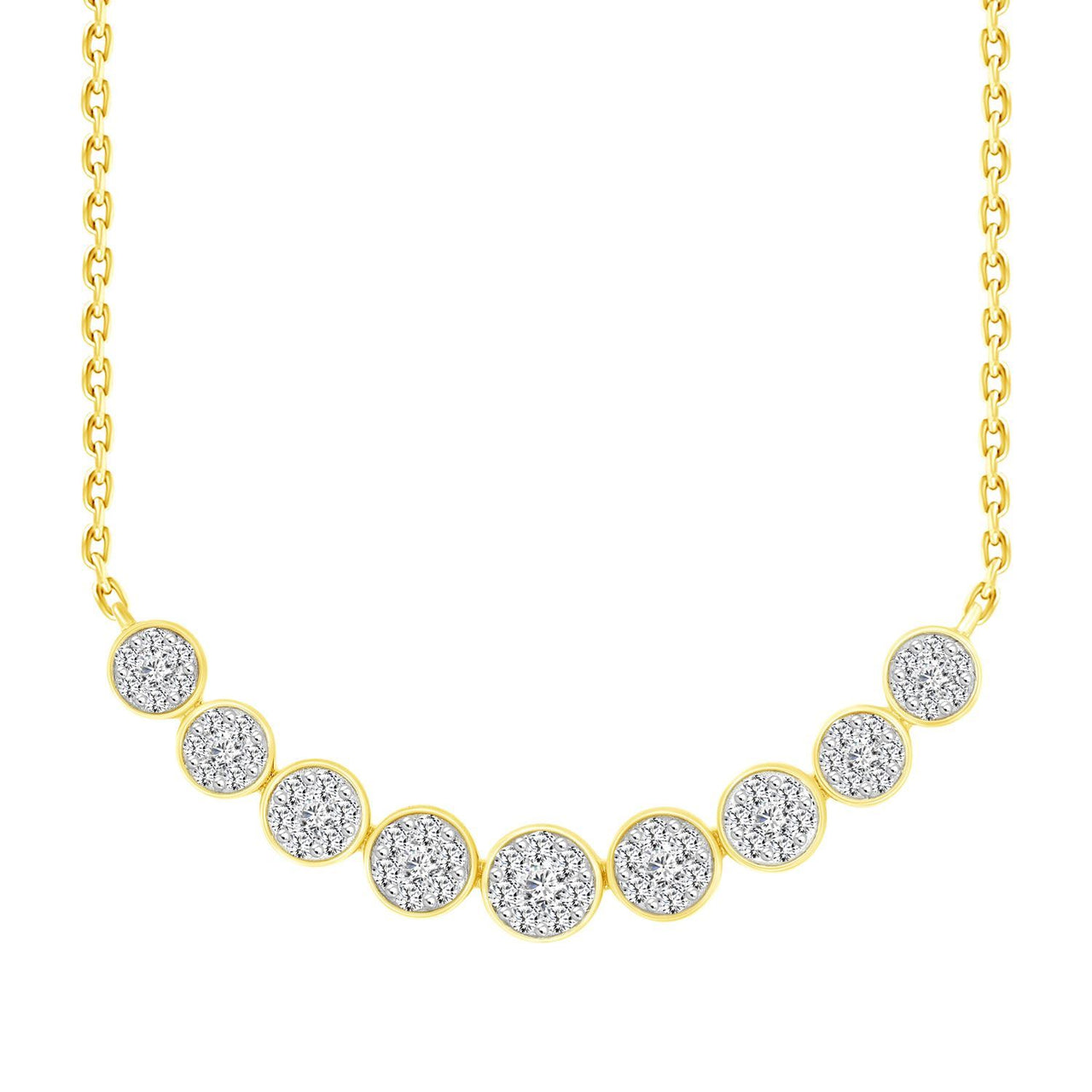 LADIES NECKLACE 1/2 CT ROUND DIAMOND 10K YELLOW GOLD