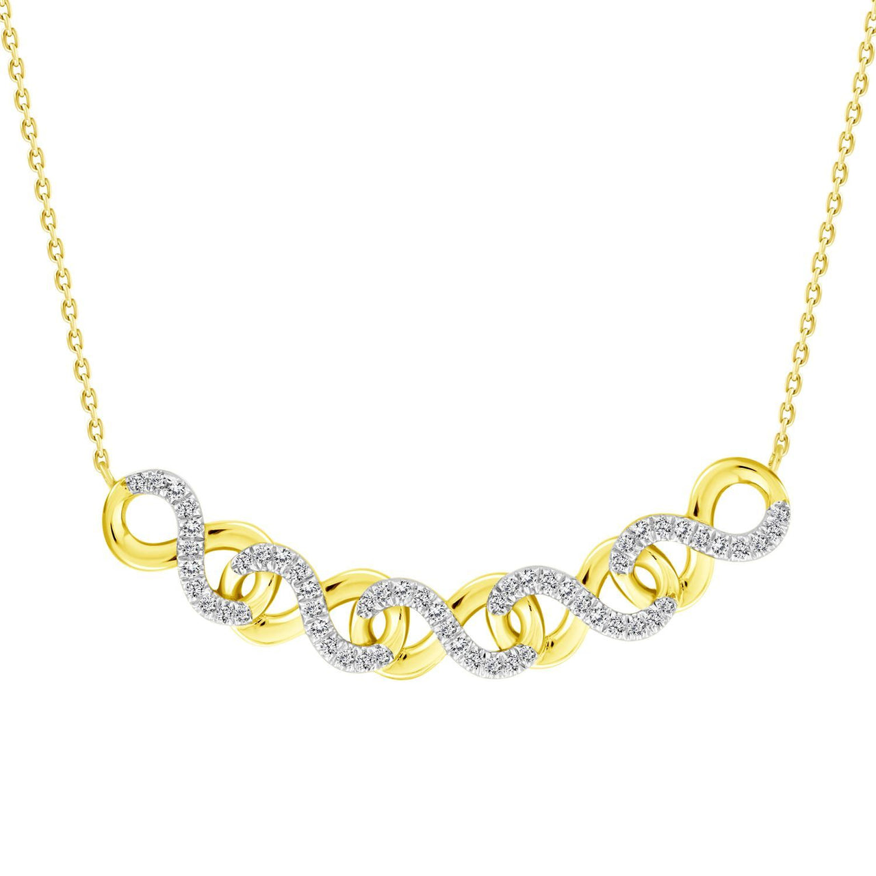 LADIES NECKLACE 1/6 CT ROUND DIAMOND 10K YELLOW GOLD