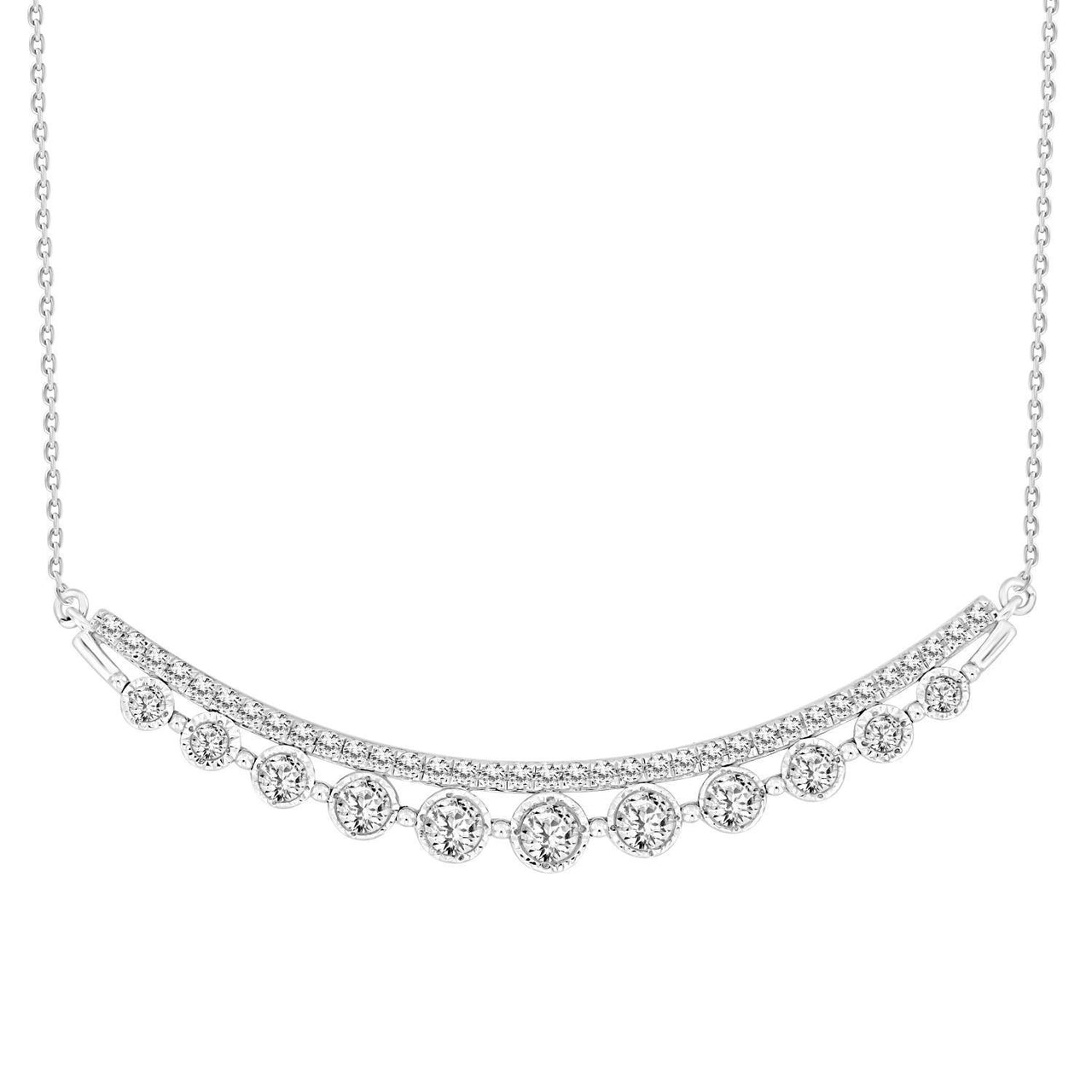 LADIES NECKLACE 3/4 CT ROUND DIAMOND 14K WHITE GOLD