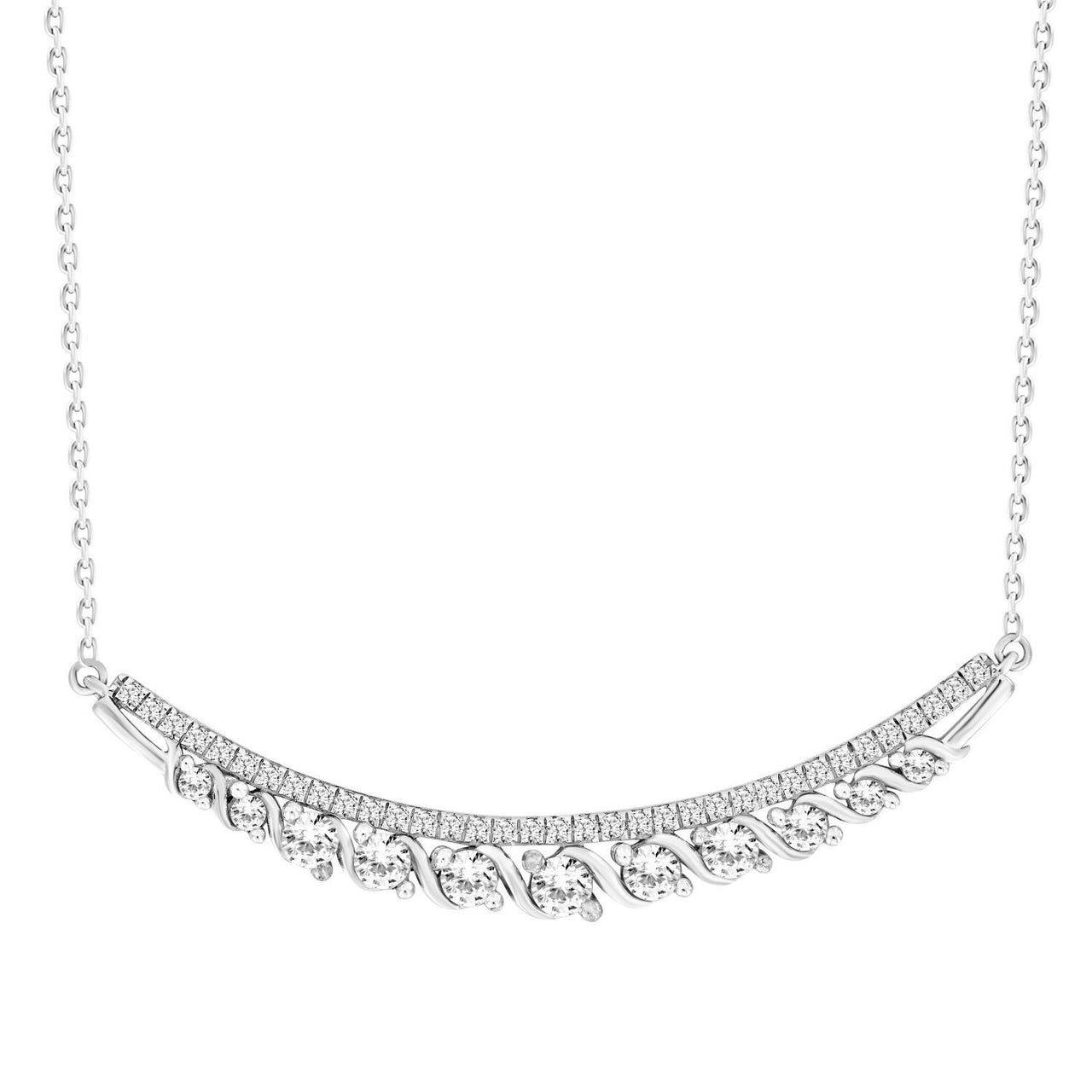 LADIES NECKLACE 3/4 CT ROUND DIAMOND 14K WHITE GOLD