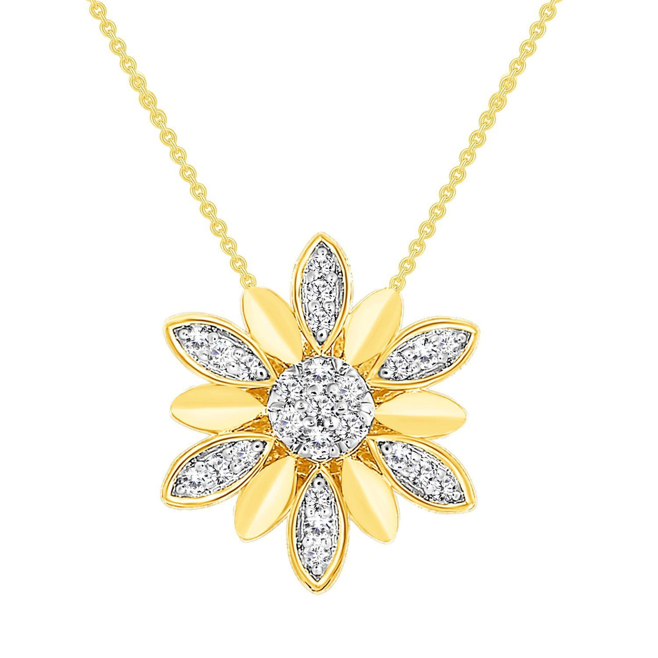 LADIES PENDANT 1/10 CT ROUND DIAMOND 10K YELLOW GOLD