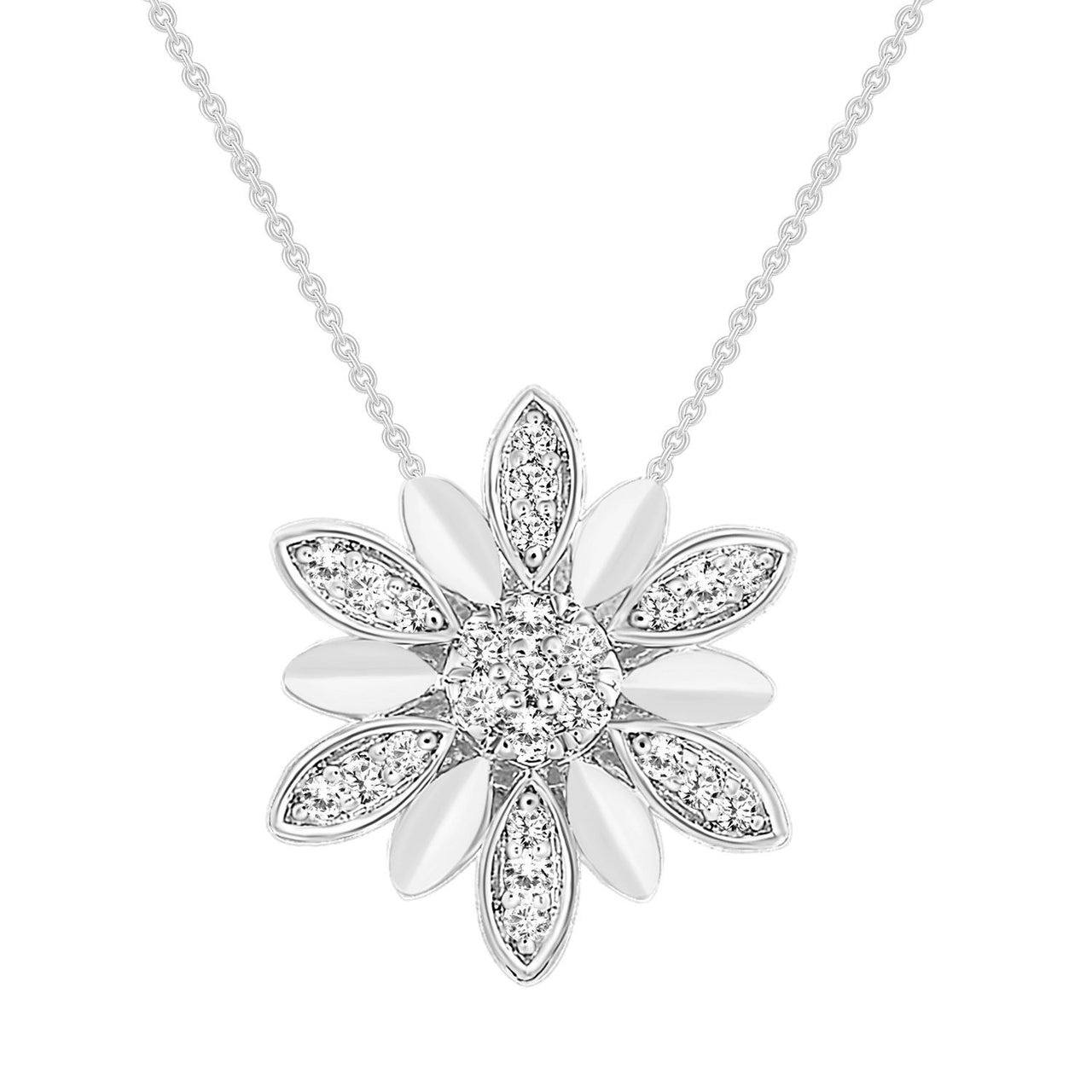LADIES PENDANT 1/10 CT ROUND DIAMOND 10K WHITE GOLD