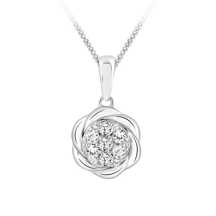 LADIES PENDANT 1/6 CT ROUND DIAMOND 10K WHITE GOLD