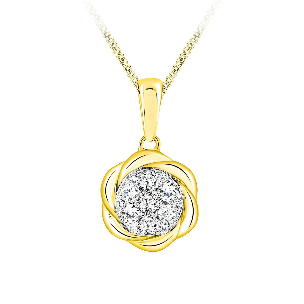 LADIES PENDANT 1/6 CT ROUND DIAMOND 10K YELLOW GOLD