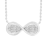 Thumbnail for LADIES NECKLACE 1/4 CT ROUND/BAGUETTE DIAMOND 10K WHITE GOLD