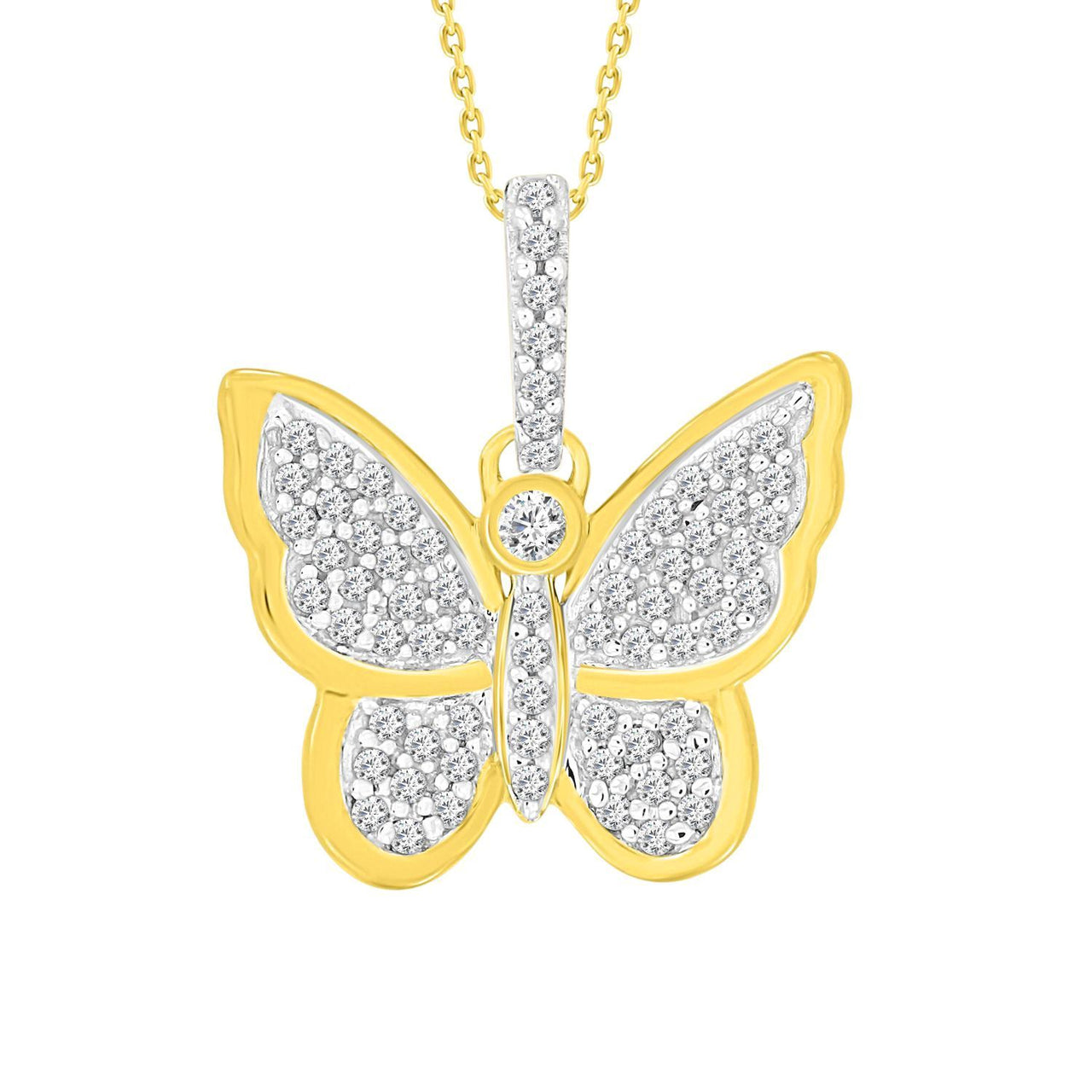 LADIES PENDANT 1/6 CT ROUND DIAMOND 10K YELLOW GOLD
