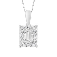 Thumbnail for LADIES PENDANT 3/8 CT ROUND/BAGUETTE DIAMOND 14K WHITE GOLD