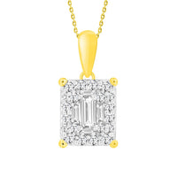 Thumbnail for LADIES PENDANT 3/8 CT ROUND/BAGUETTE DIAMOND 14K YELLOW GOLD
