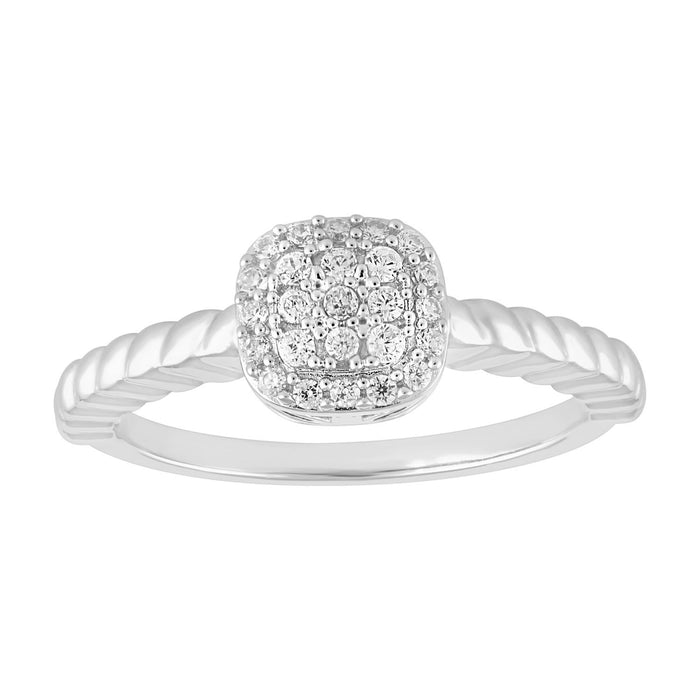 LADIES RING 1/6 CT ROUND DIAMOND 10K WHITE GOLD