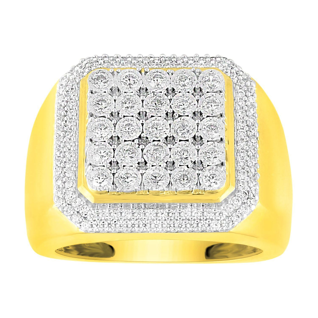 MEN'S RING 1 CT ROUND DIAMOND 10K YELLOW GOLD