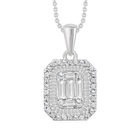 Thumbnail for LADIES PENDANT 1/2 CT ROUND/BAGUETTE DIAMOND 14K WHITE GOLD