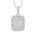 LADIES PENDANT 1/2 CT ROUND/BAGUETTE DIAMOND 14K WHITE GOLD