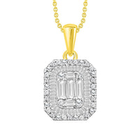Thumbnail for LADIES PENDANT 1/2 CT ROUND/BAGUETTE DIAMOND 14K YELLOW GOLD