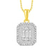 LADIES PENDANT 1/2 CT ROUND/BAGUETTE DIAMOND 14K YELLOW GOLD