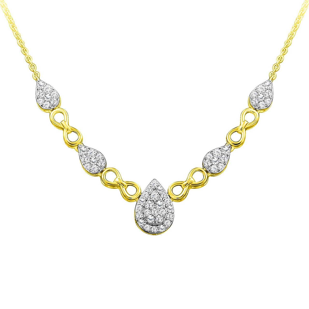 LADIES NECKLACE 1 CT ROUND DIAMOND 14K YELLOW GOLD
