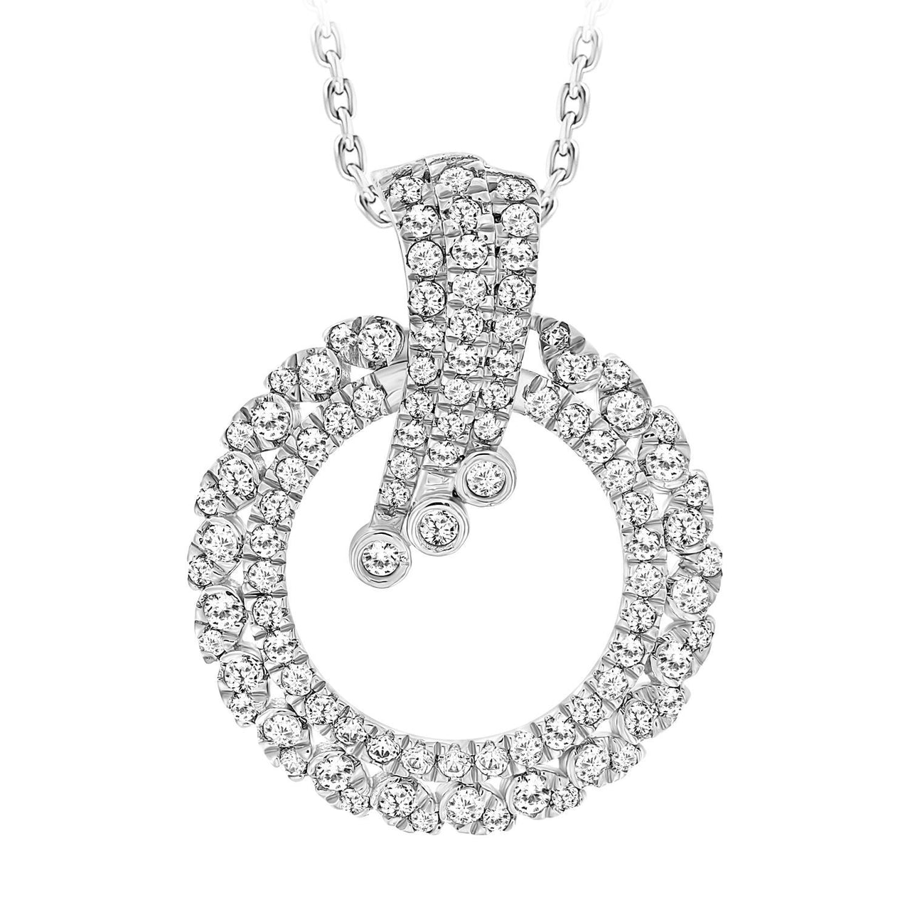 LADIES PENDANT 3/4 CT ROUND DIAMOND 14K WHITE GOLD