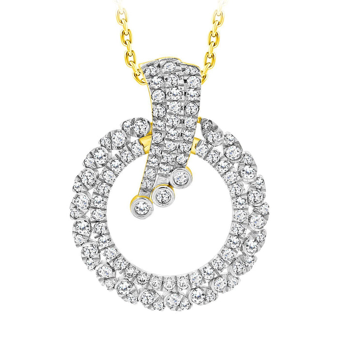 LADIES PENDANT 3/4 CT ROUND DIAMOND 14K YELLOW GOLD