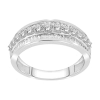 Thumbnail for LADIES BAND 1 CT ROUND/BAGUETTE DIAMOND 10K WHITE GOLD