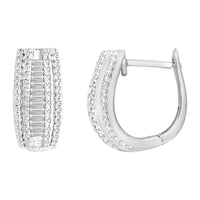 Thumbnail for LADIES EARRING 1/2 CT ROUND/BAGUETTE DIAMOND 10K WHITE GOLD