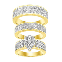 Thumbnail for LADIES TRIO SET 3 CT ROUND DIAMOND 10K YELLOW GOLD