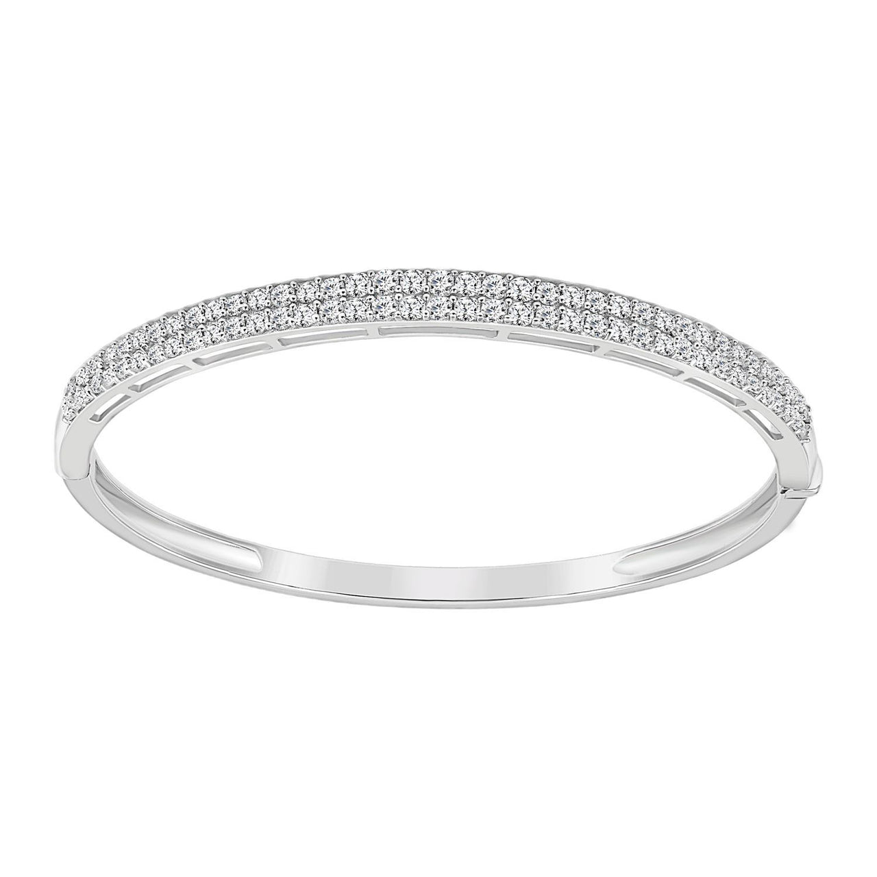 LADIES BANGLE 2 CT ROUND DIAMOND 14K WHITE GOLD