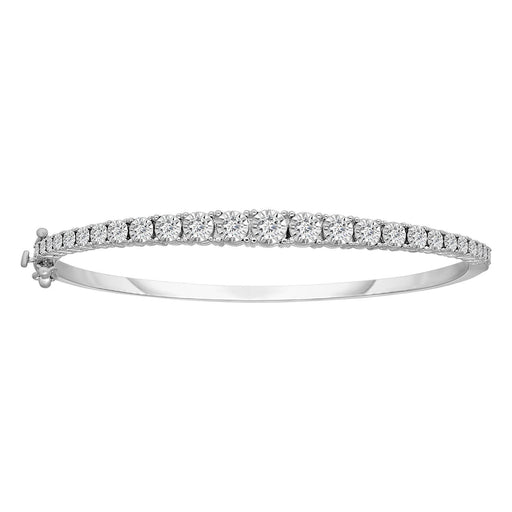 LADIES BANGLE 1 1/2 CT ROUND DIAMOND 14K WHITE GOLD