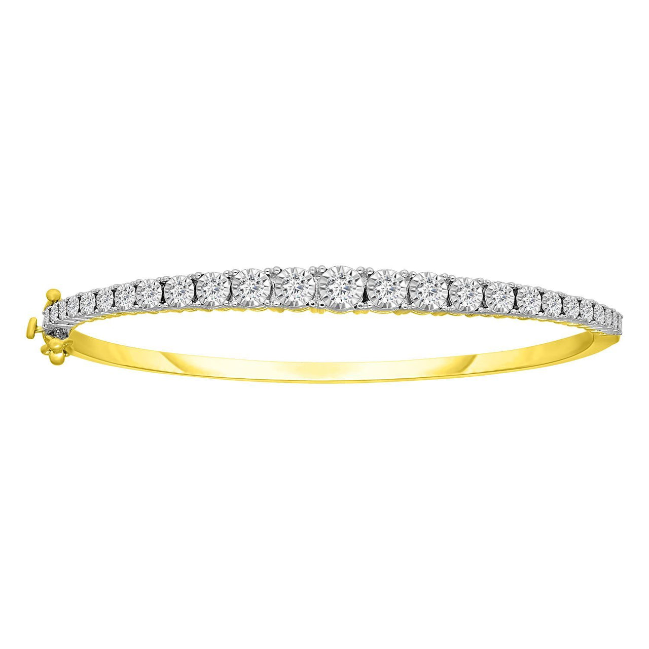 LADIES BANGLE 1 1/2 CT ROUND DIAMOND 14K YELLOW GOLD