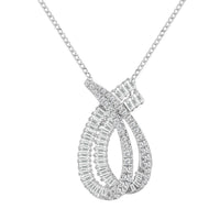 Thumbnail for LADIES PENDANT 1 CT ROUND/BAGUETTE DIAMOND 14K WHITE GOLD