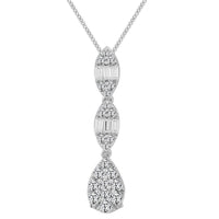 Thumbnail for LADIES PENDANT 1/2 CT ROUND/BAGUETTE DIAMOND 14K WHITE GOLD