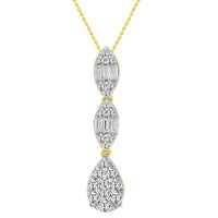 Thumbnail for LADIES PENDANT 1/2 CT ROUND/BAGUETTE DIAMOND 14K YELLOW GOLD