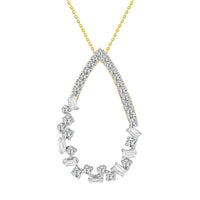 Thumbnail for LADIES PENDANT 1/3 CT ROUND/BAGUETTE DIAMOND 14K YELLOW GOLD