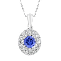 Thumbnail for LADIES PENDANT 1 1/2 CT ROUND/ROUND TANZANITE DIAMOND 14K WHITE GOLD (CENTER-1  / SEMI MOUNT)