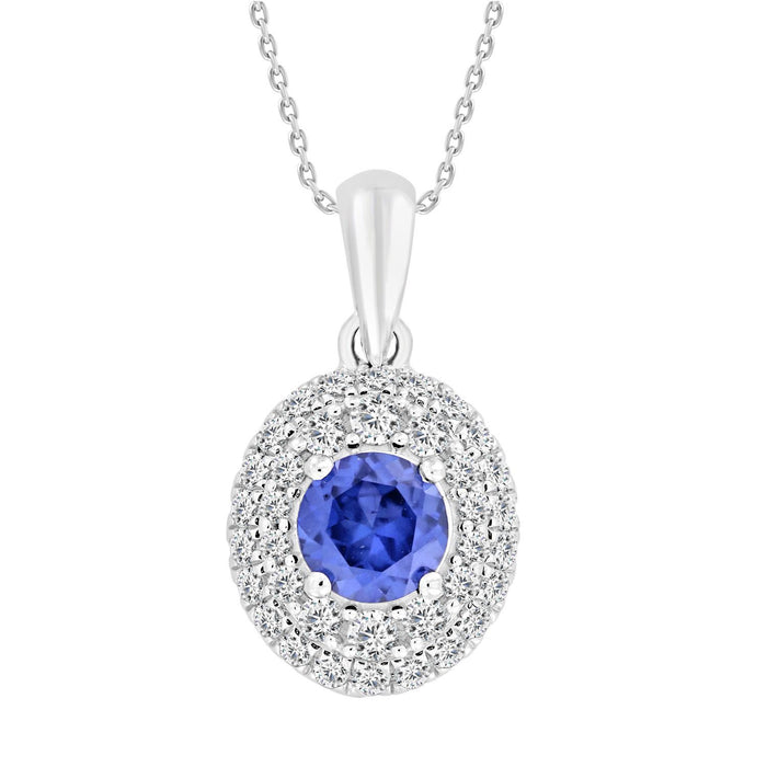 LADIES PENDANT 1 1/2 CT ROUND/ROUND TANZANITE DIAMOND 14K WHITE GOLD (CENTER-1  / SEMI MOUNT)