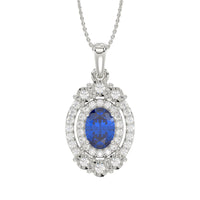 Thumbnail for LADIES PENDANT 1 1/8 CT ROUND/OVAL TANZANITE DIAMOND 14K WHITE GOLD (CENTER-7/8 CT)