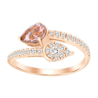 Thumbnail for LADIES RING 1/3 CT ROUND/PEAR/PEACH MORGANITE DIAMOND 10K ROSE GOLD(CENTER-1/2)