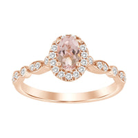 Thumbnail for LADIES RING 1/5 CT ROUND/OVAL/PEACH MORGANITE DIAMOND 10K ROSE GOLD(CENTER-3/4)
