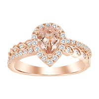 Thumbnail for LADIES RING 1/2 CT ROUND/PEAR/PEACH MORGANITE DIAMOND 10K ROSE GOLD(CENTER-1/2)