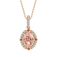 Thumbnail for LADIES PENDANT 1/6 CT ROUND/CAPPUCCINO/OVAL PEACH MORGANITE DIAMOND 10K ROSE GOLD (CENTER-3/4)