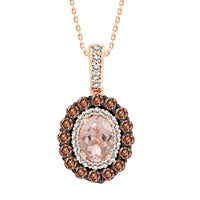 Thumbnail for LADIES PENDANT 5/8 CT ROUND/CAPPUCCINO/OVAL PEACH MORGANITE DIAMOND 10K ROSE GOLD (CENTER-3/4)