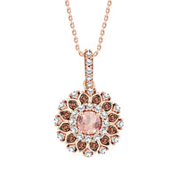 Thumbnail for LADIES PENDANT 3/8 CT ROUND/CAPPUCCINO PEACH MORGANITE DIAMOND 10K ROSE GOLD (CENTER-1/4)